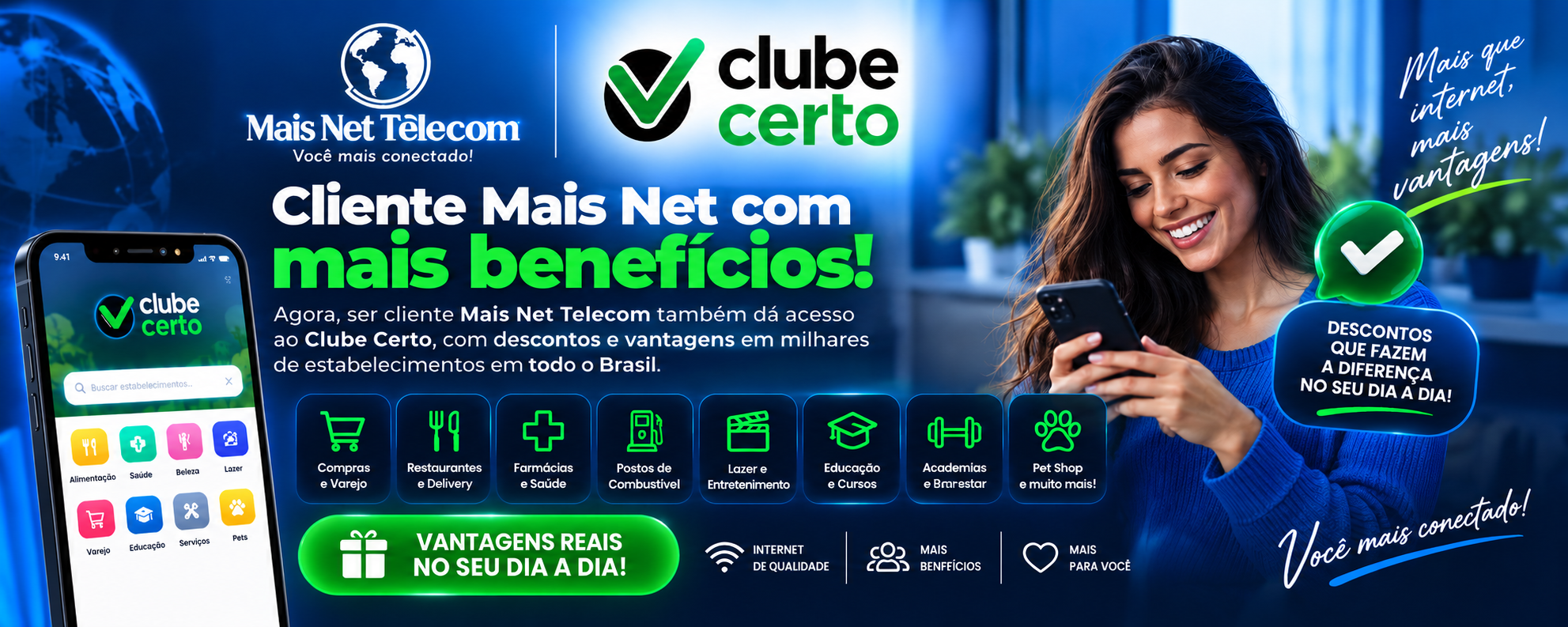 Parceria Mais Net Telecom e Clube Certo — benefícios e descontos para clientes